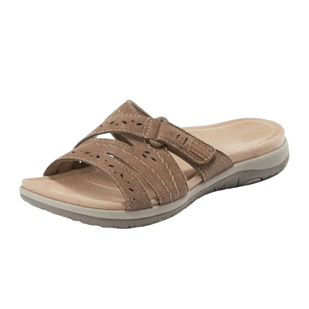 Women's orthopedic comfort sandals with wide toe box & arch support for all-day foot pain relief.