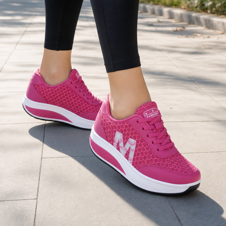 Stylish women's orthopedic sneakers with corrective support, ideal for walking & all-day comfort.