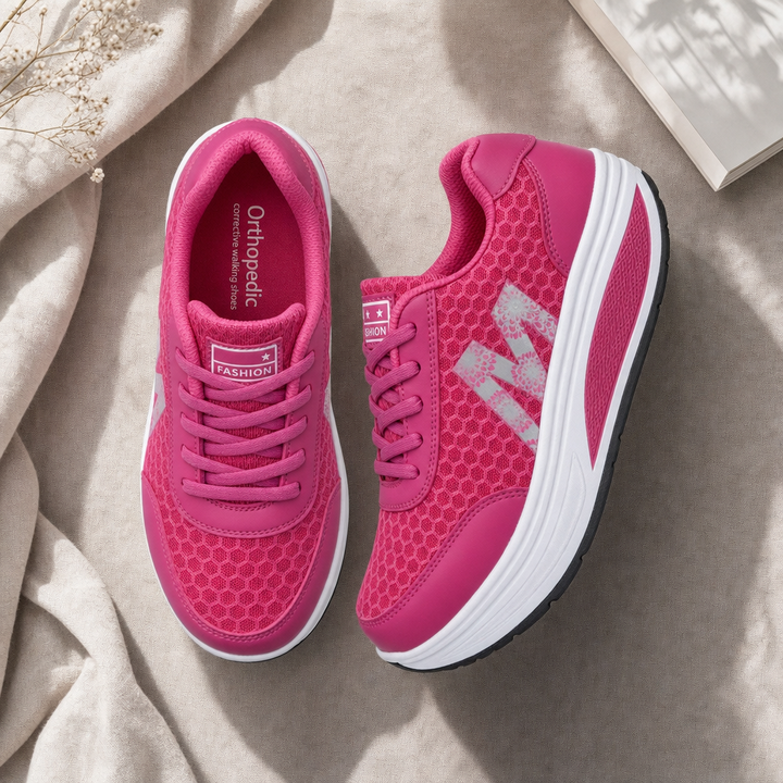Breathable women's walking shoes. Cushioned orthopedic footwear for pain relief & posture support.