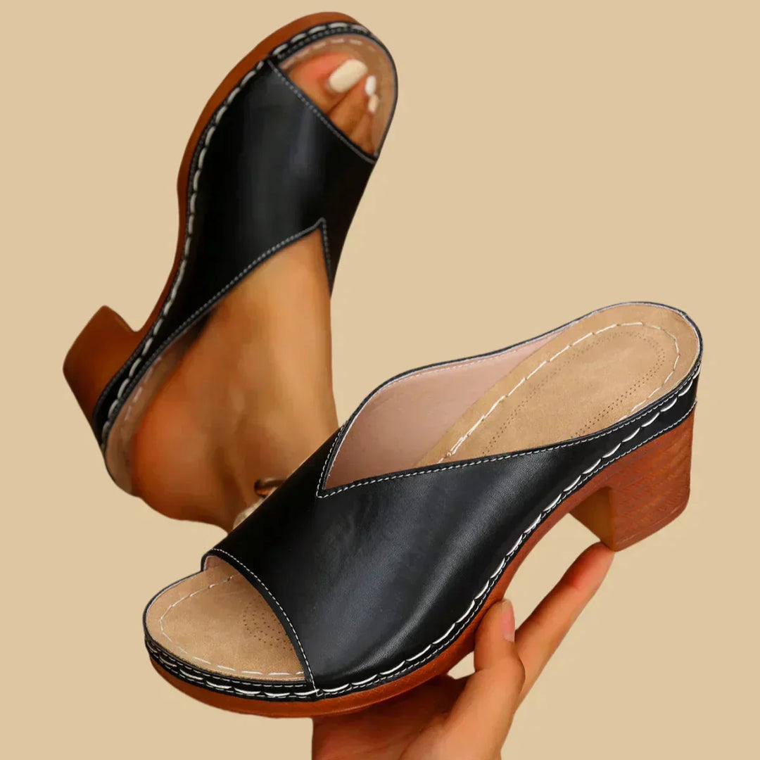 Comfortable women's heeled sandals featuring arch support & block heel. Enjoy all-day walking comfort.