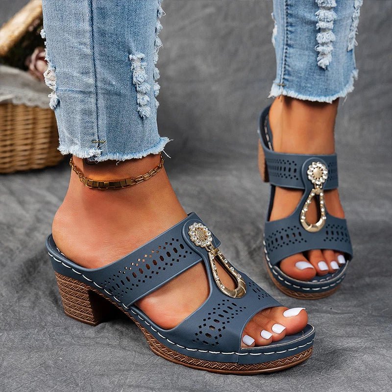 Versatile women's orthopedic heeled sandals, offering all-day comfort & elegant style for any summer occasion.