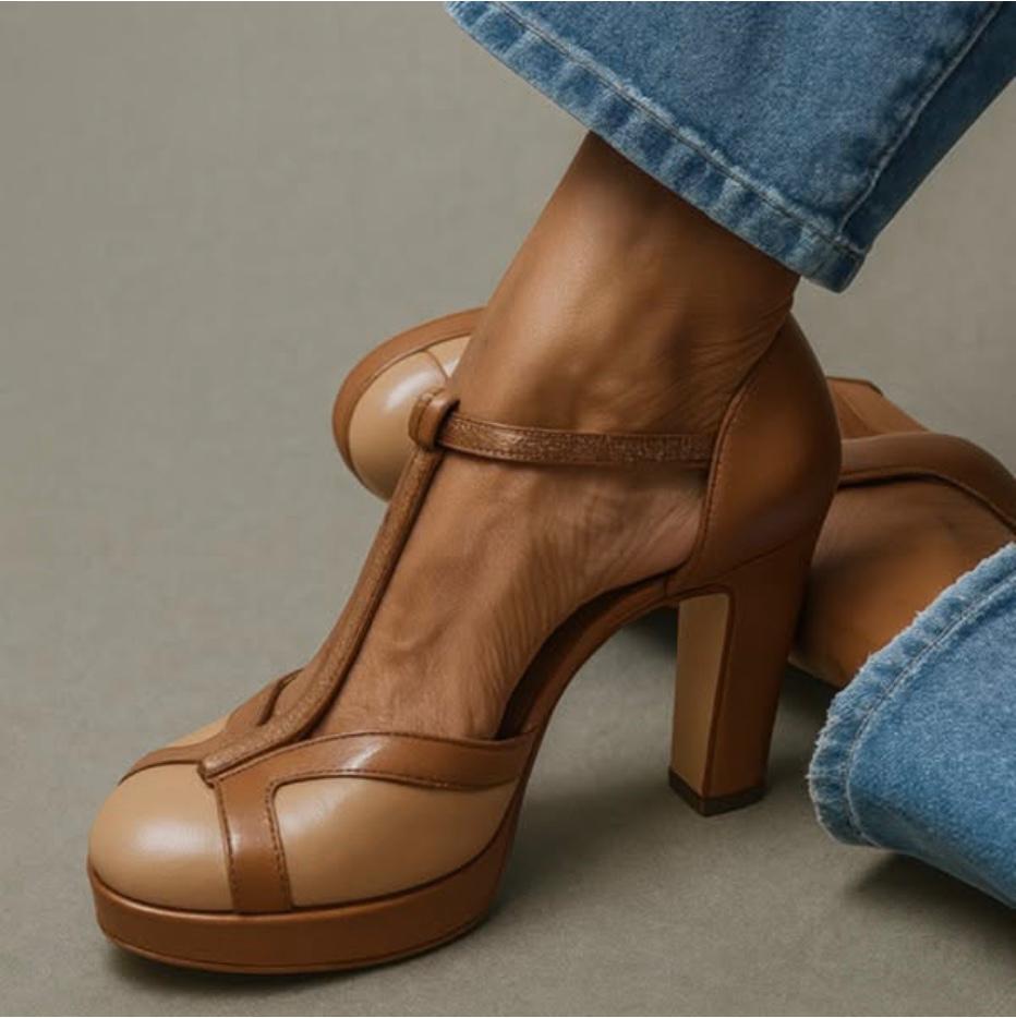 Women's orthopedic heeled sandals with ankle strap, open toe, arch support for comfortable walking.