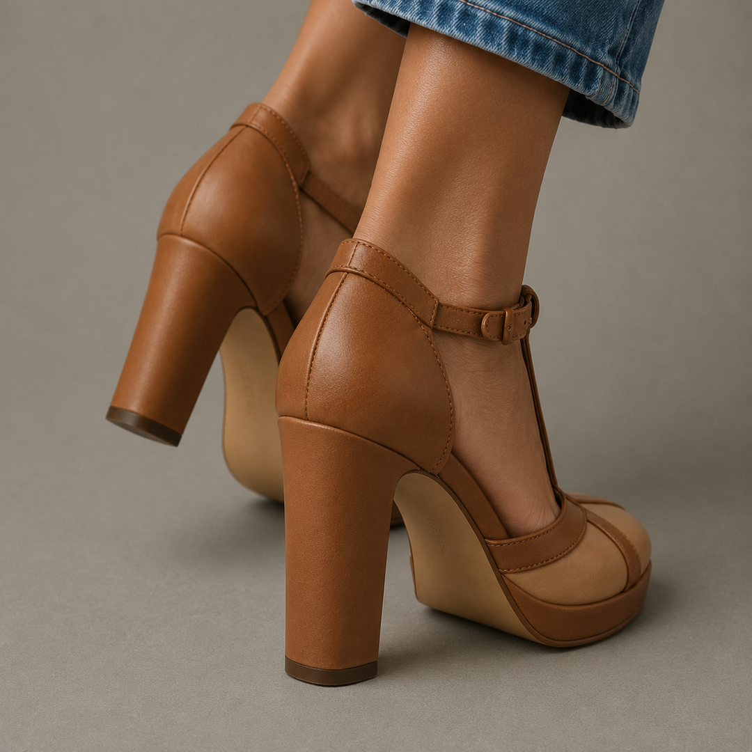 Versatile women's orthopedic heeled sandals with secure ankle strap, perfect for walking & summer.