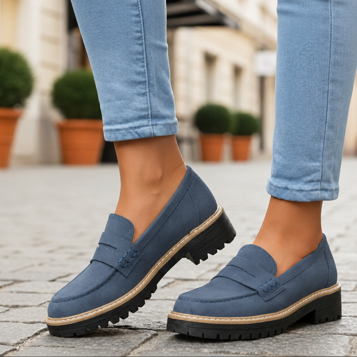 Professional women's loafers with orthopedic features, ensuring ergonomic comfort & supportive fit.