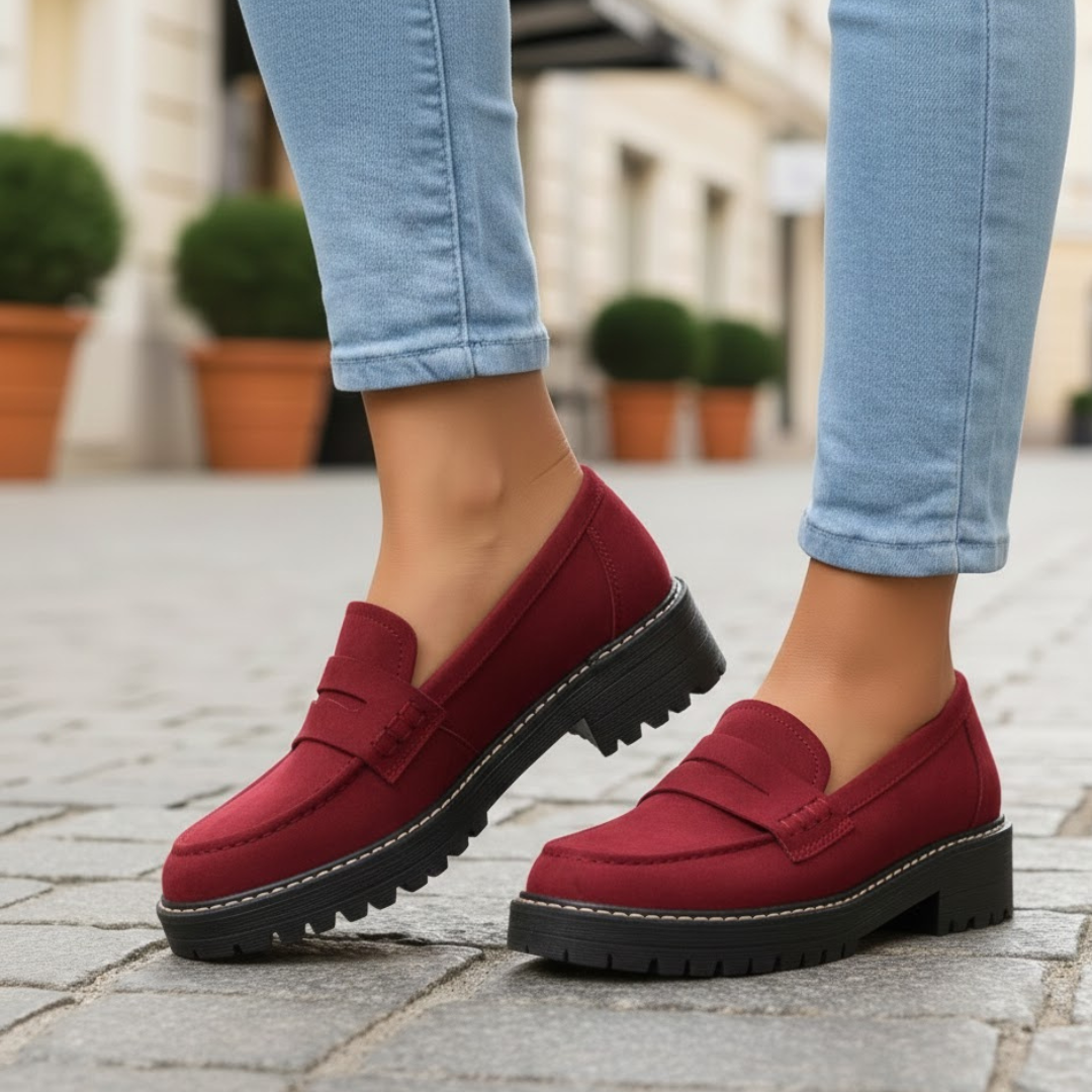 Stylish women's slip-on loafers, perfect for cushioned comfort and orthopedic support all day.