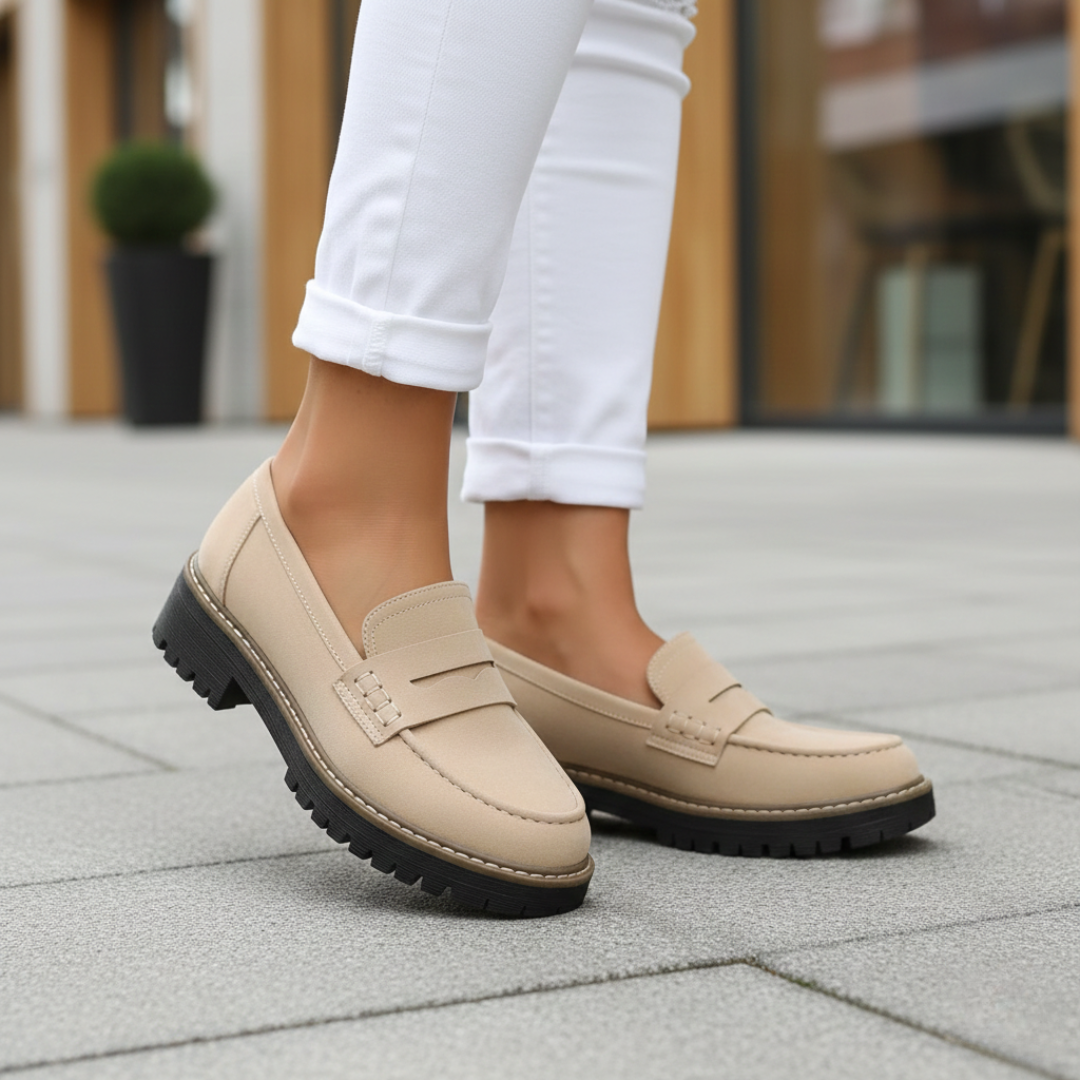 Chunky sole women's loafers for orthopedic comfort, ideal for long wear and supportive style.