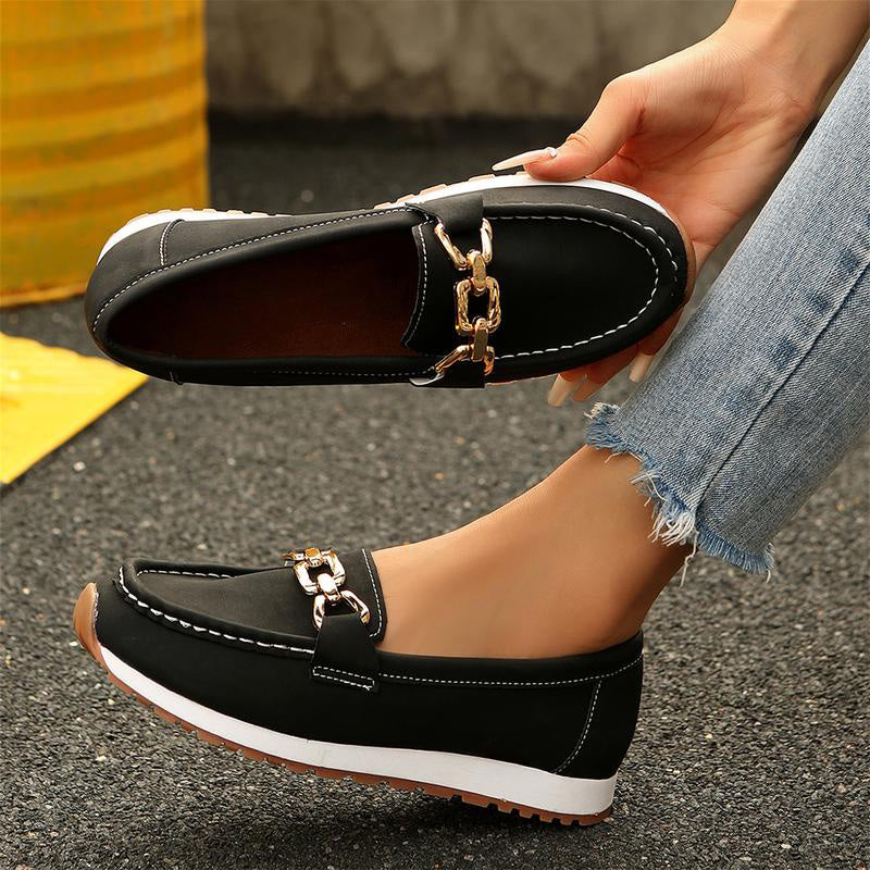 Orthopedic slip-on loafers for women, relieving foot pain with strong arch support & ultimate comfort.