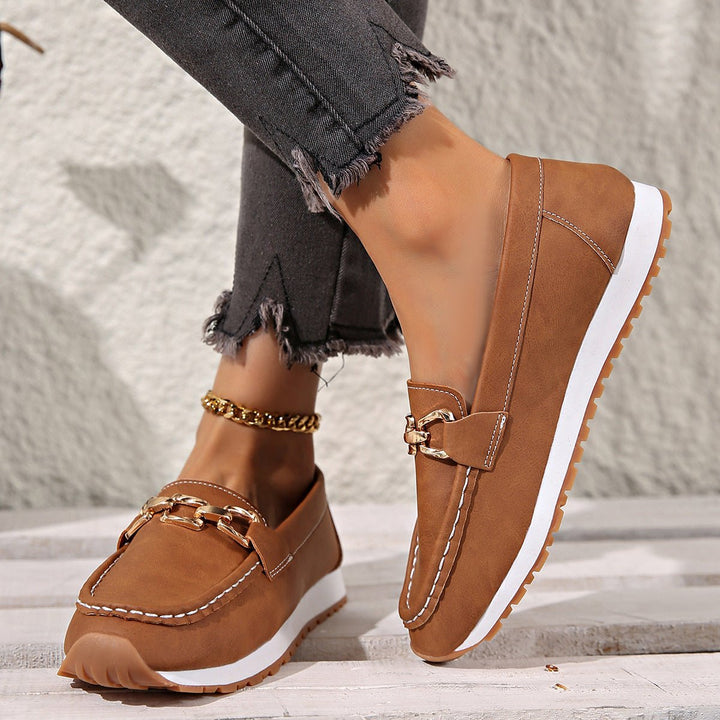 Slip-on orthopedic loafers for women, providing exceptional arch support & comfortable daily wear.