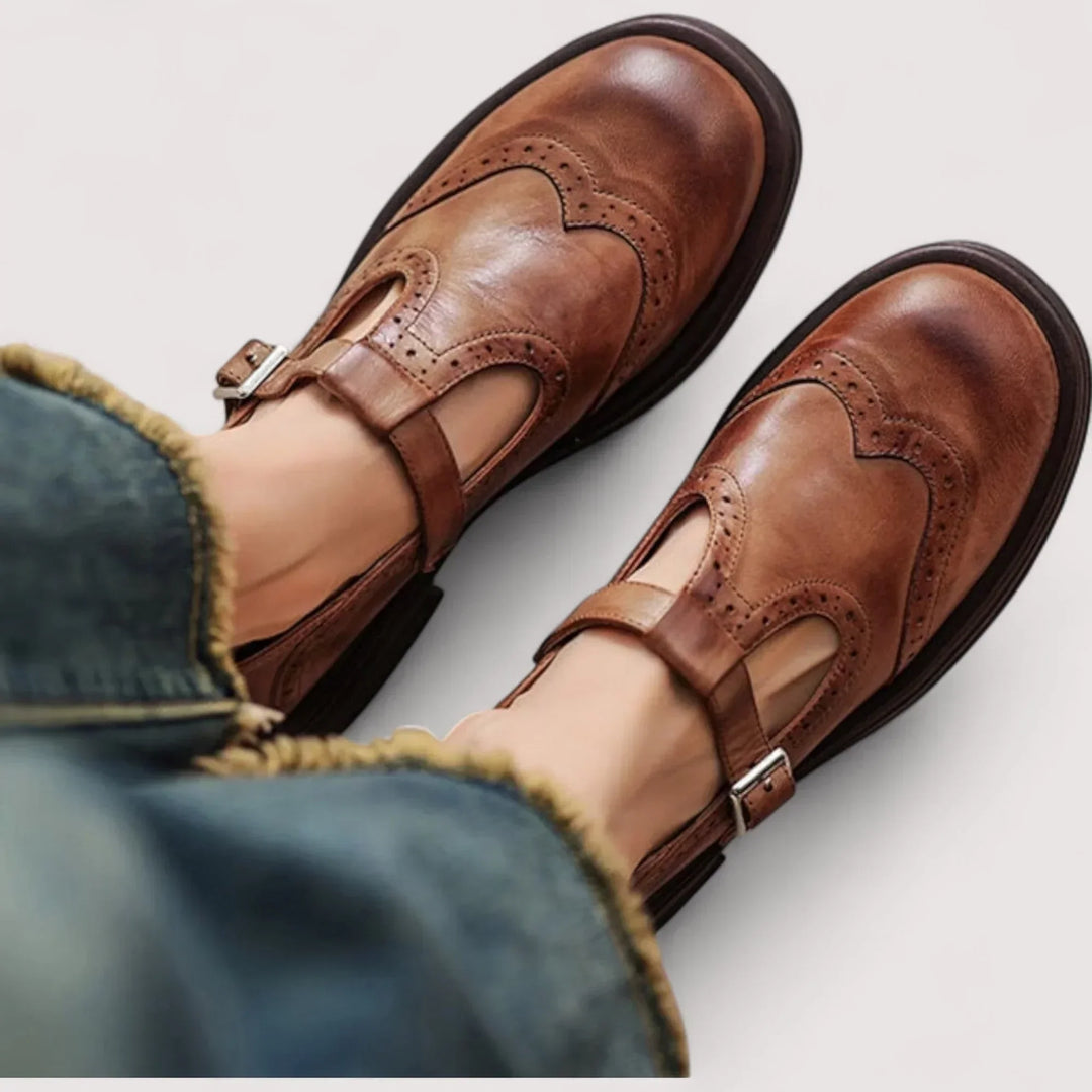 Women's orthopedic Mary Jane comfort shoes with arch support, perfect for casual walking.