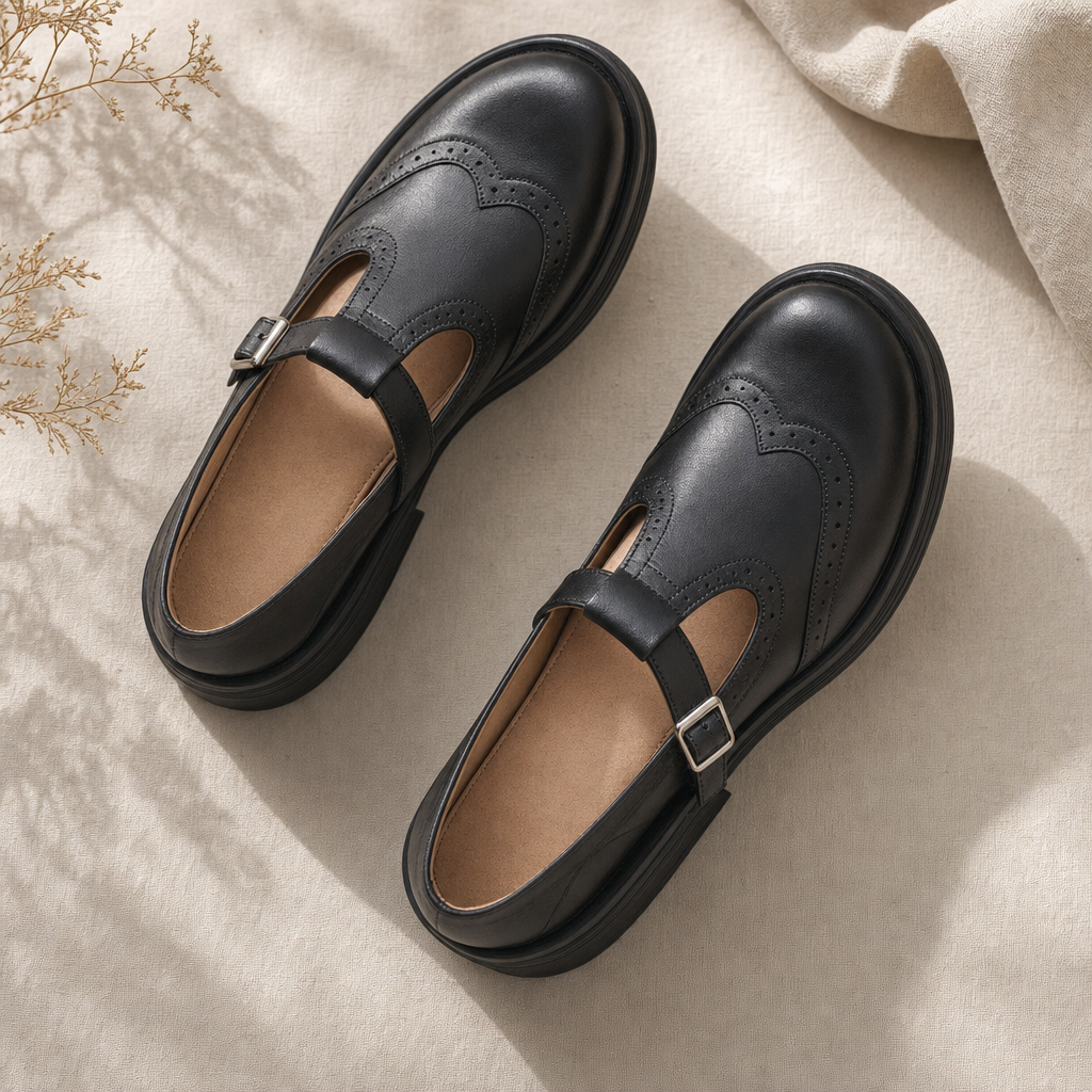 Comfortable women's Mary Jane shoes featuring a supportive strap and orthopedic design for arch support.