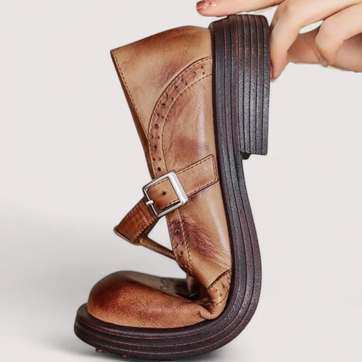 Textured women's orthopedic Mary Jane shoes, offering supreme comfort and arch support for walking.