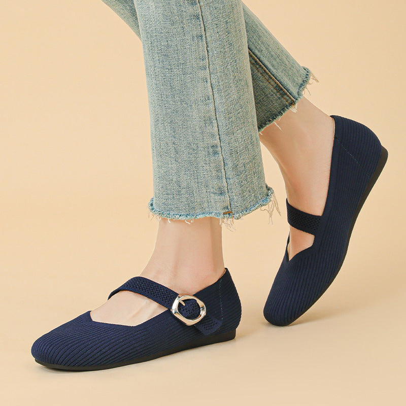 Everyday women's orthopedic flats, breathable Mary Jane style with a comfortable square toe.