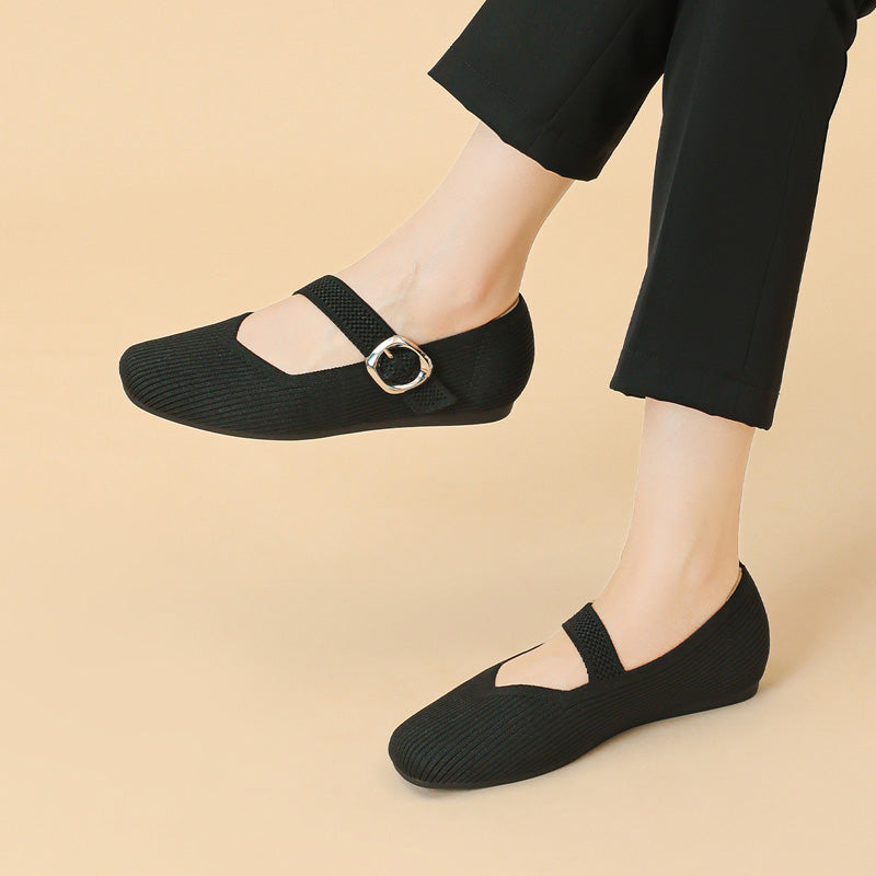 Breathable women's flats, classic Mary Jane design with a comfortable orthopedic footbed & stylish square toe.