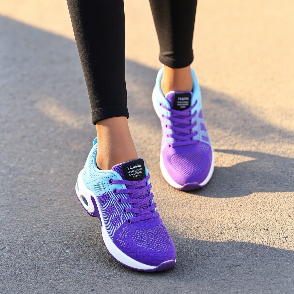 Supportive women's running shoes with arch support, designed for pain relief & comfort on long runs.