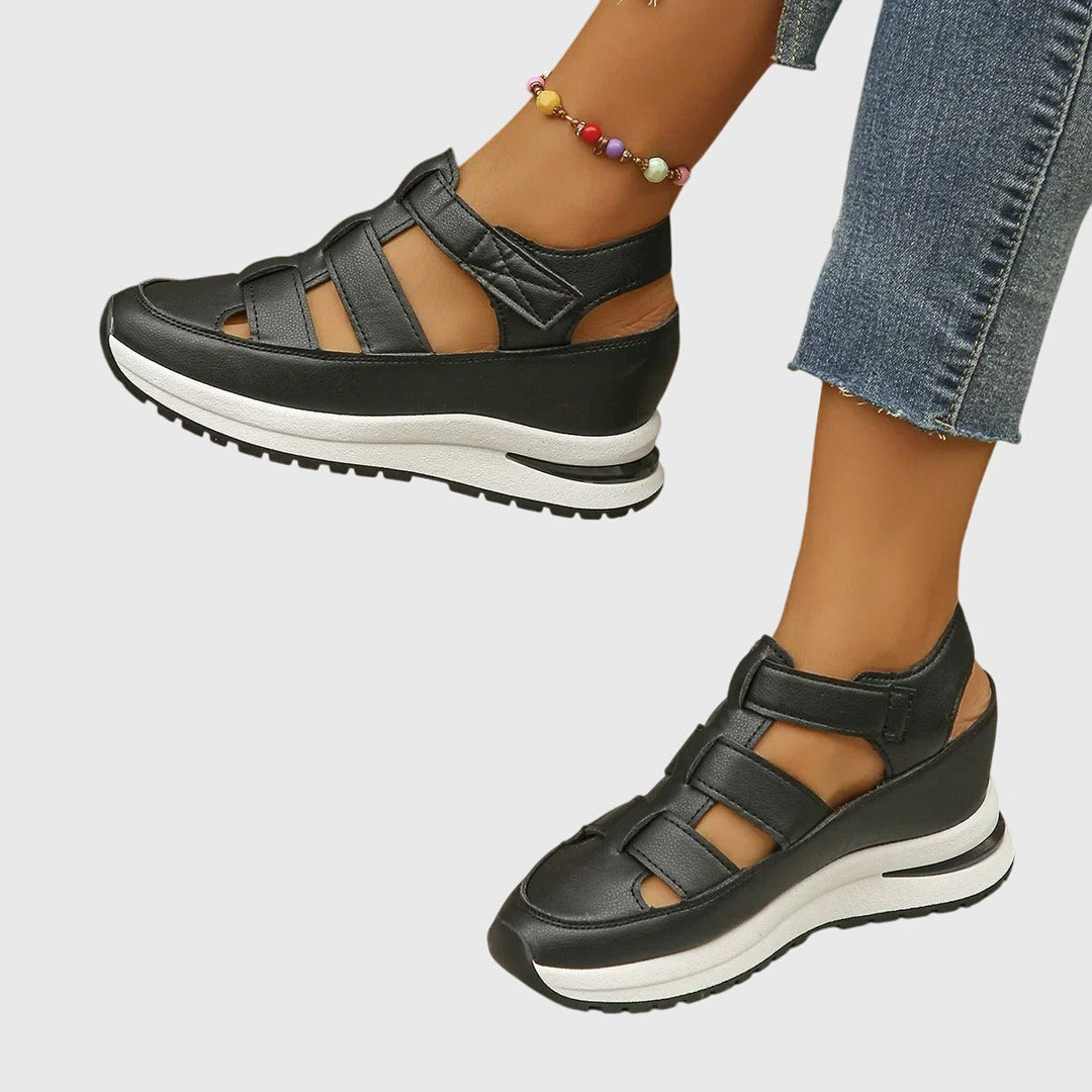 Non-slip outsole of women's comfortable walking sandals, designed for security & stability.
