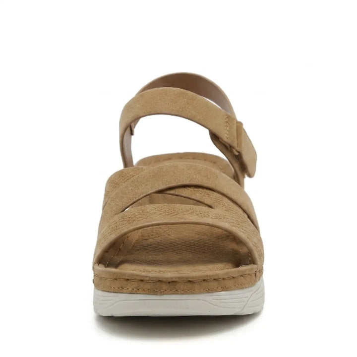 Comfortable women's walking shoes, orthopedic arch support & adjustable straps for foot relief.