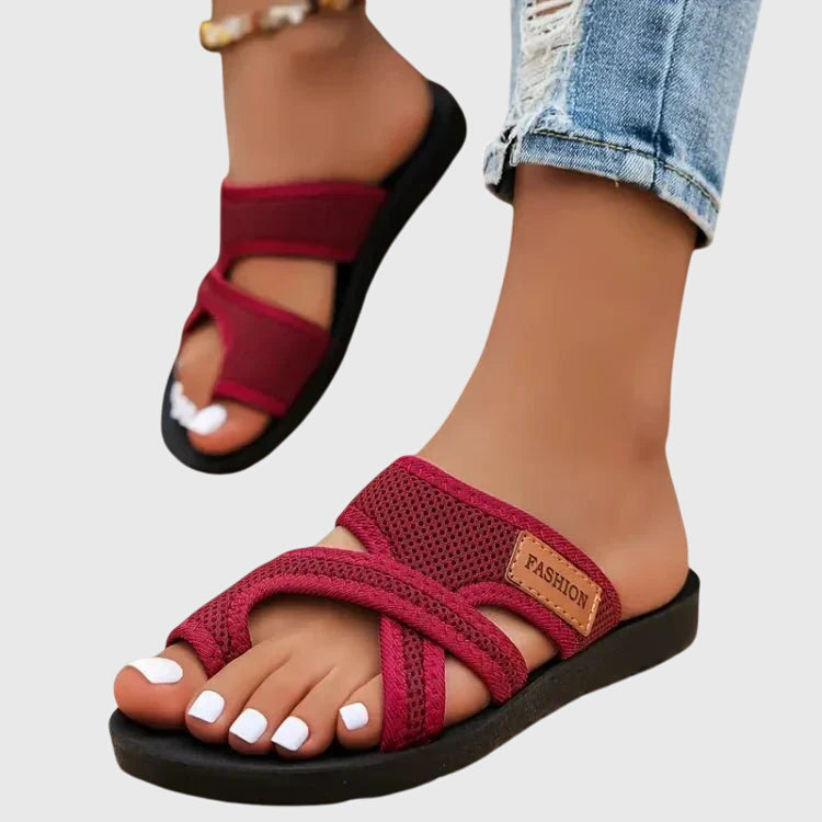 Elegant women's arch support sandals with elastic fit, offering orthopedic comfort & foot pain relief.