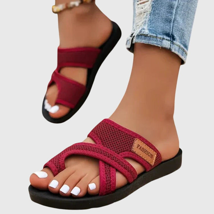 Elegant women's arch support sandals with elastic fit, offering orthopedic comfort & foot pain relief.