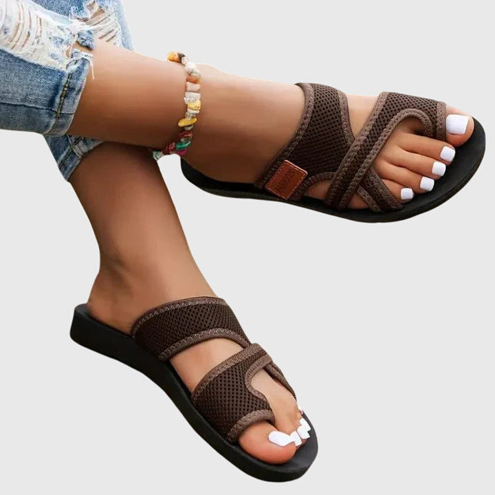 Women's comfortable arch support sandals. Ideal for foot pain relief & all-day wear. Elastic upper.
