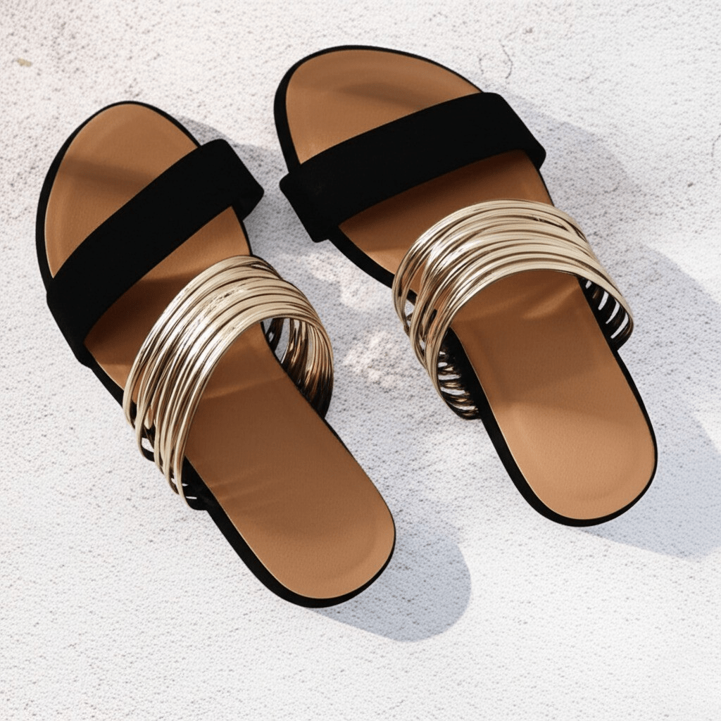 Slip-on women's orthopedic sandals, ensuring arch support & all-day comfort for walking.