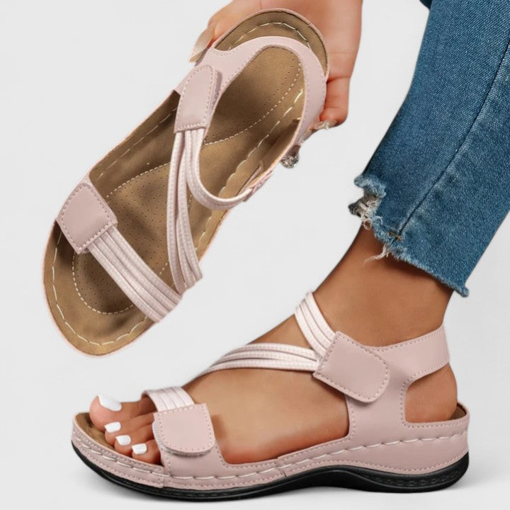 Women's orthopedic sandals with three-arch support, perfect for foot pain relief & healthy feet.