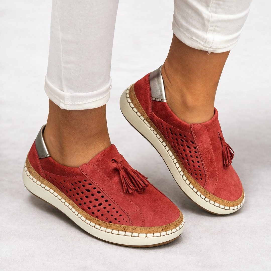 Stylish women's casual slip-on orthopedic shoes, breathable, lightweight, great for daily comfort.