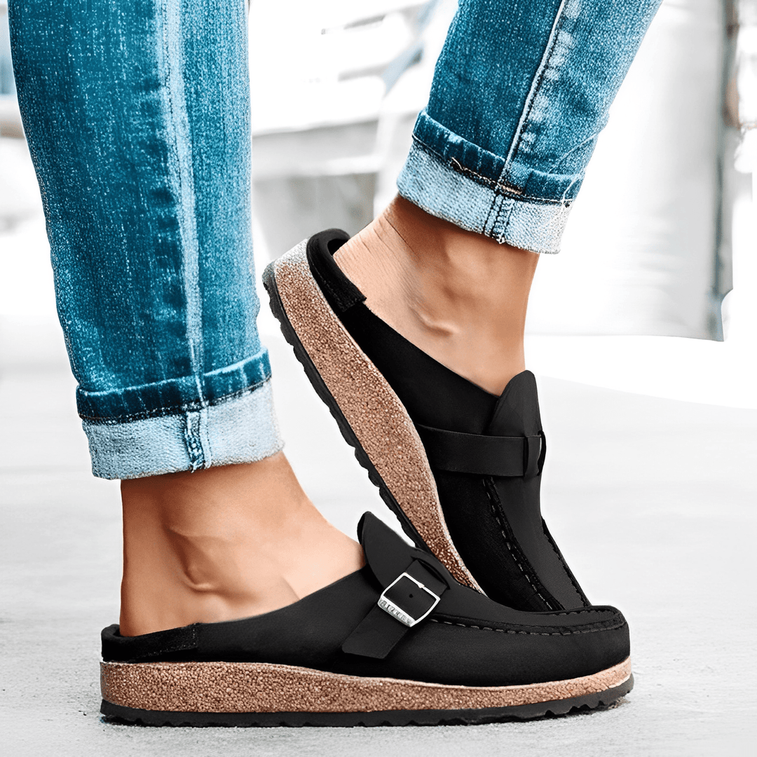 Women's orthopedic slip-on mules, perfect for comfortable walking & supportive casual everyday footwear.
