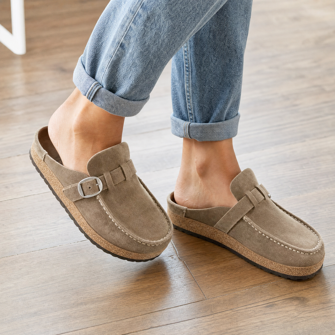 Easy slip-on women's orthopedic mules. Ergonomic design for supportive everyday wear & ultimate foot comfort.