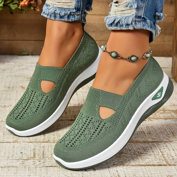 Women's orthopedic slip-on sneakers for all-day comfort. Low-cut casual footwear with perforated design.