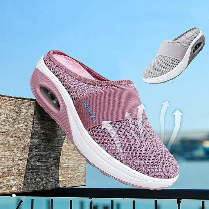 Women's orthopedic slip-on walking shoes for all-day comfort & arch support.