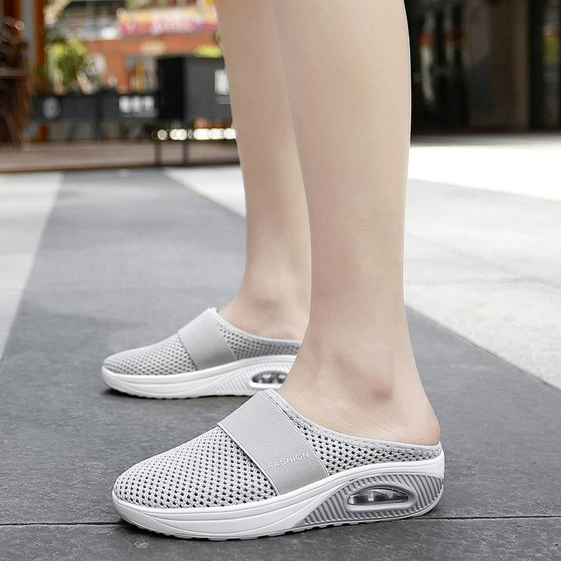 Back view of women's supportive slip-on walking shoes, designed for daily comfort.