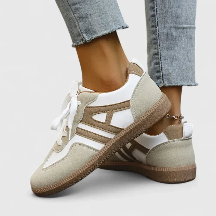 Ergonomic women's orthopedic walking sneakers with wide toe box, arch support for active comfort & foot health.