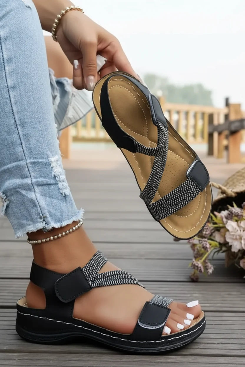 Ergonomic women's orthopedic slip-on sandals, lightweight design ideal for walking, travel & everyday comfort.