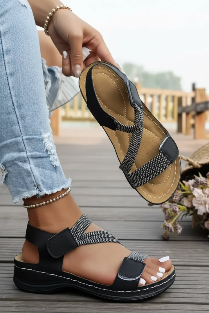 Ergonomic women's orthopedic slip-on sandals, lightweight design ideal for walking, travel & everyday comfort.