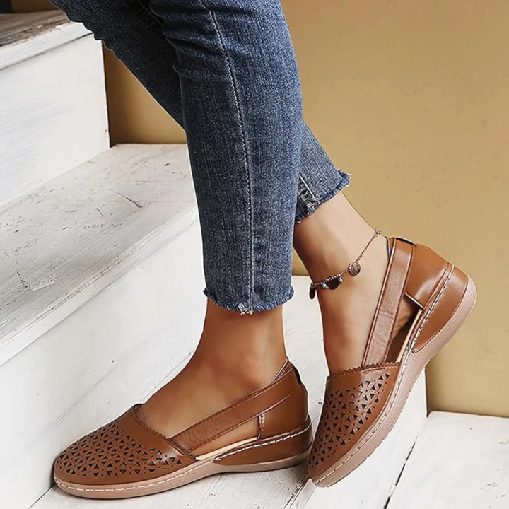 Casual women's walking shoes. Orthopedic design ensures comfortable wear for spring & summer activities. Stylish slip-on flats.