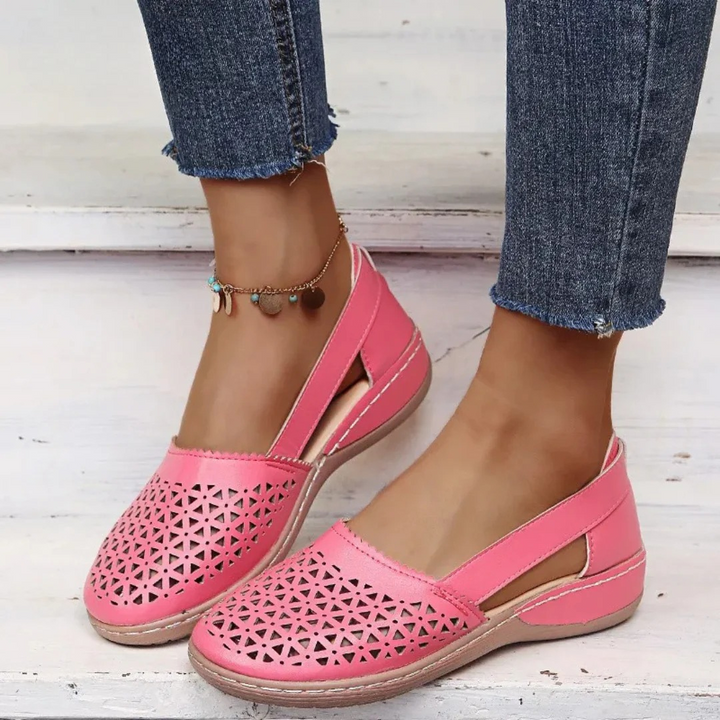 Pair of stylish women's orthopedic summer shoes. Ideal casual slip-on flats for all-day comfort & walking during spring/summer.
