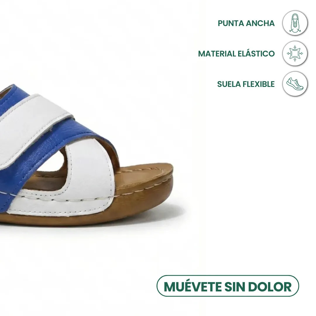 Ergonomic women's sandals, wedge style with orthopedic support for active feet.