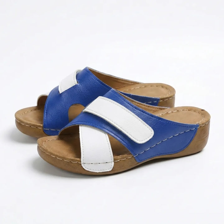 Stylish women's orthopedic wedge sandals, combining fashion with foot support & comfort.