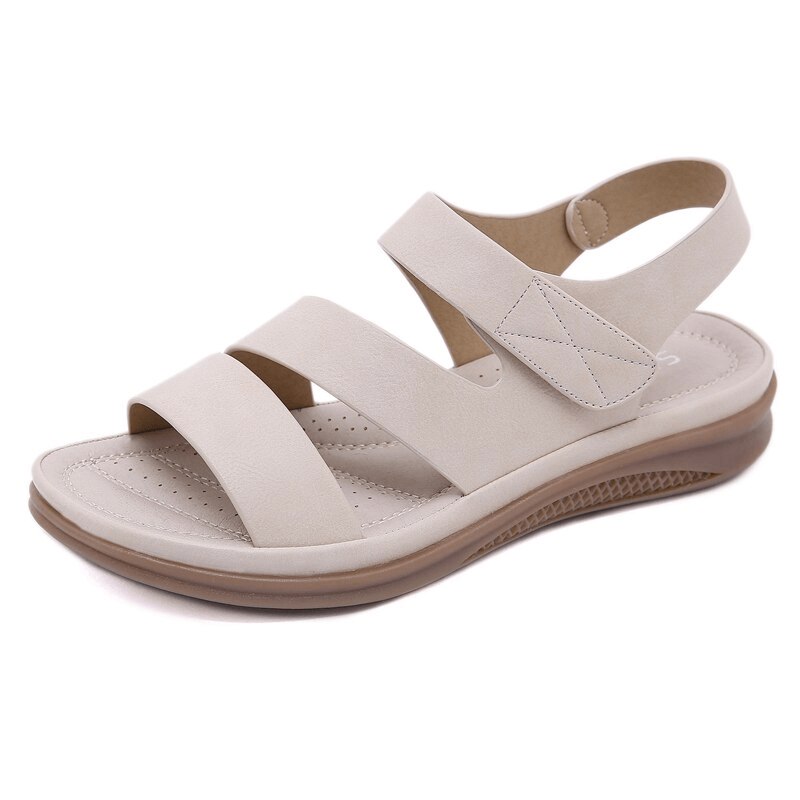 Back view of women's orthopedic wedge sandals, showing comfortable wedge heel and elegant design.