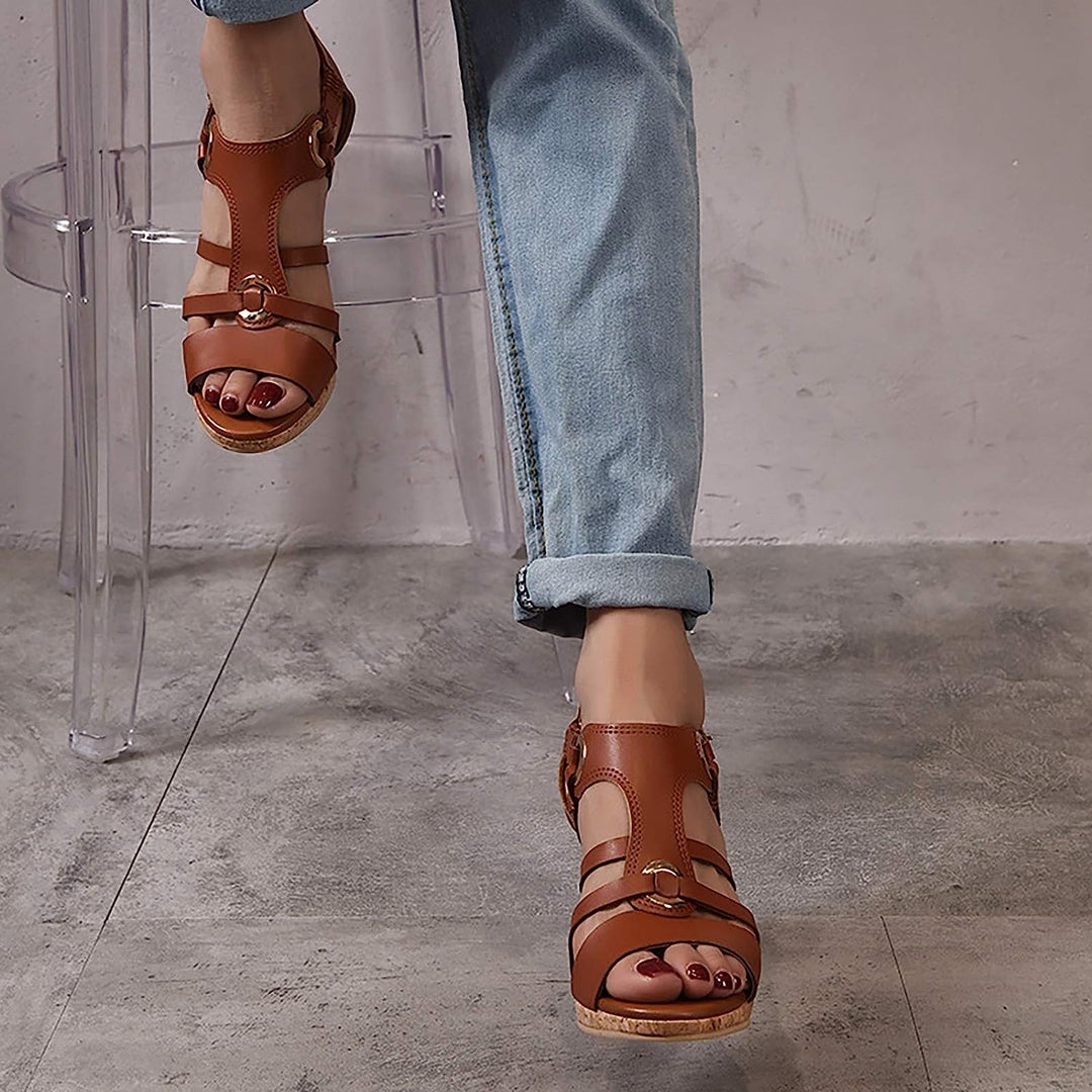 Alleviating women's orthopedic wedge sandals, ultimate arch support for summer comfort.