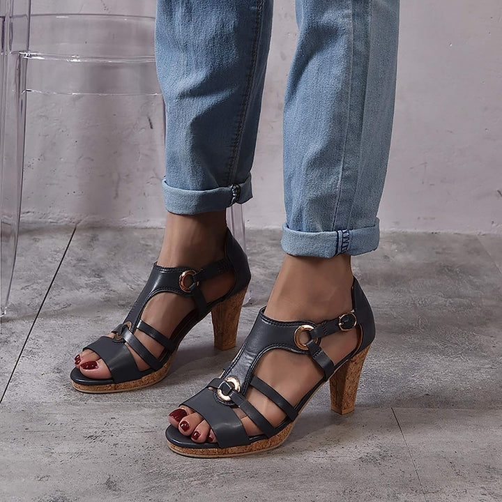 Pair of women's elegant wedge sandals, orthopedic arch support for summer style.