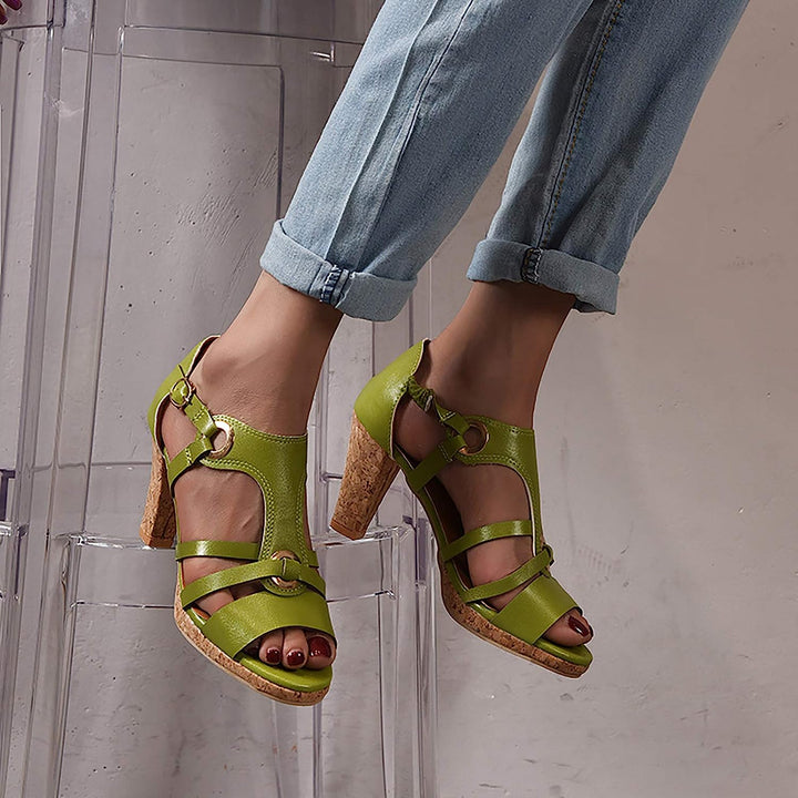 Woman wearing comfortable orthopedic wedge sandals for stylish summer support.