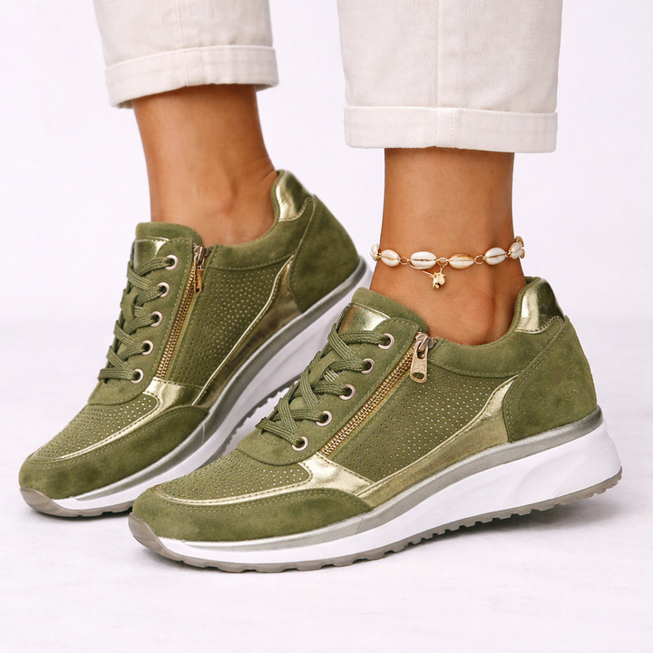 Supportive women's orthopedic wedge sneakers. Comfortable casual shoes & walking footwear for daily comfort.
