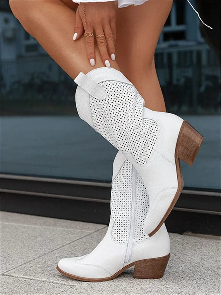 Durable women's western boots with orthopedic arch support and a stylish block heel.