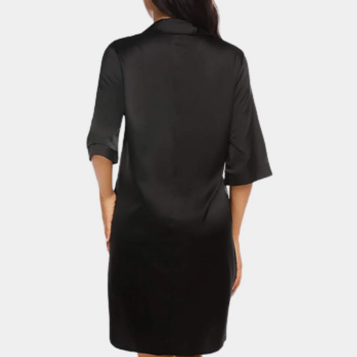 Chic women's oversized button-down half-sleeve loungewear dress for ultimate relaxation at home.