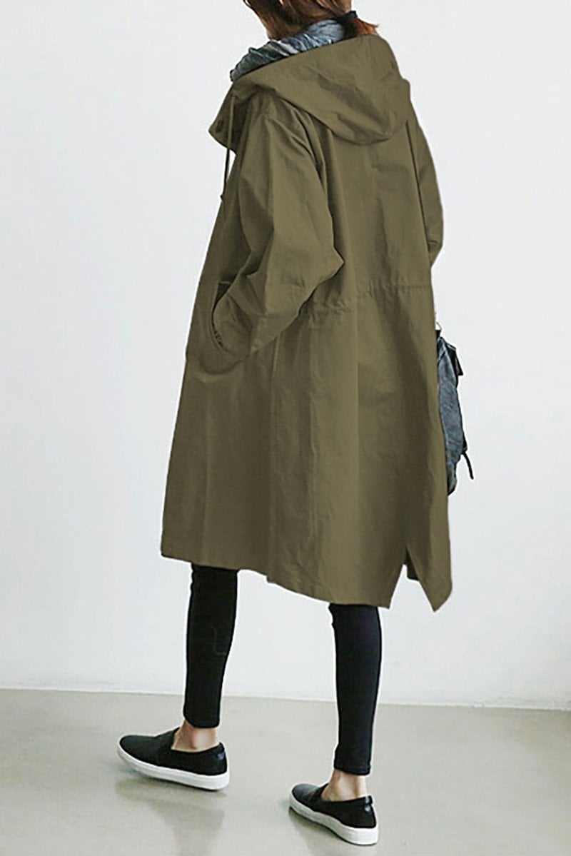 Casual chic women's oversized parka trench. A water-resistant layering piece for everyday comfort.