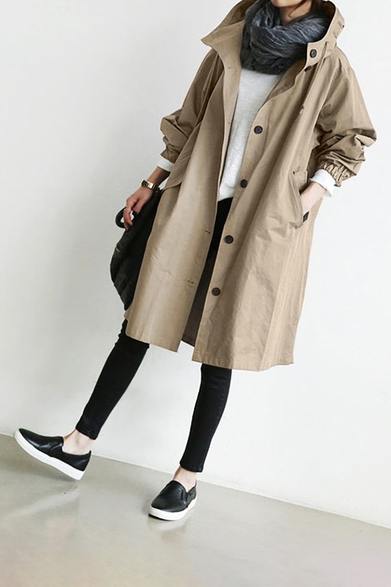 Women's water-resistant oversized rain parka. Ideal fall/spring jacket for lightweight outerwear.