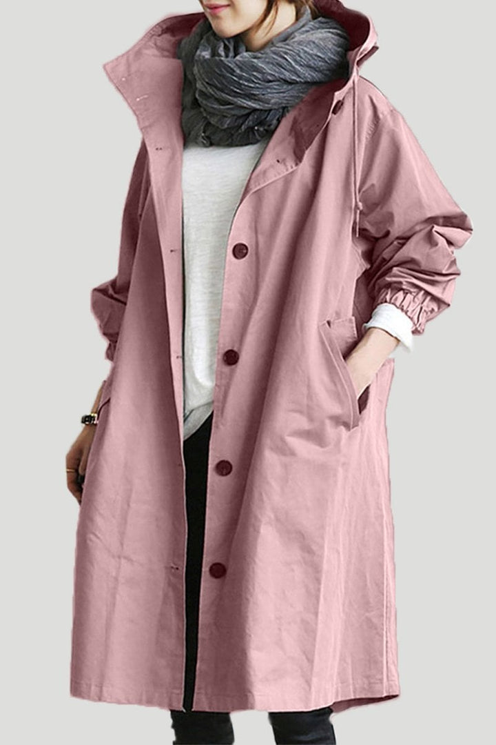 Transitional women's oversized parka. A fashionable rain jacket & trench coat for spring/fall.