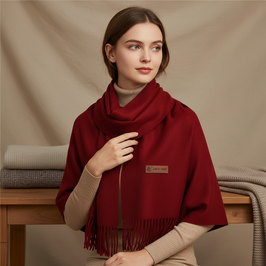 Women's oversized warm winter scarf, a cozy fashion accessory.