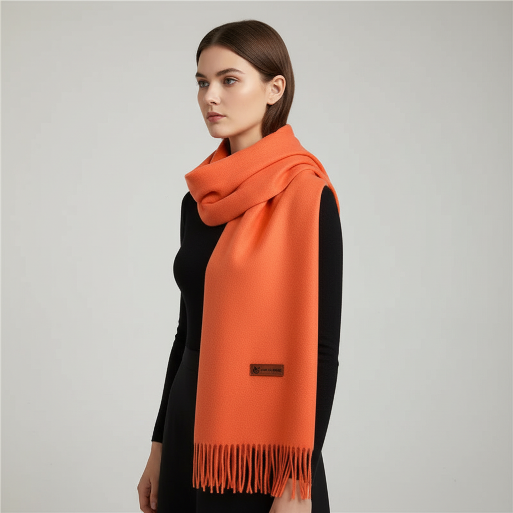 Elegant oversized winter scarf for women, adding style to any outfit.